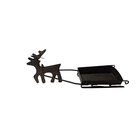 Holiday Christmas Black Metal Reindeer Sleigh Candle Holder Hermitage Pottery Poshmark